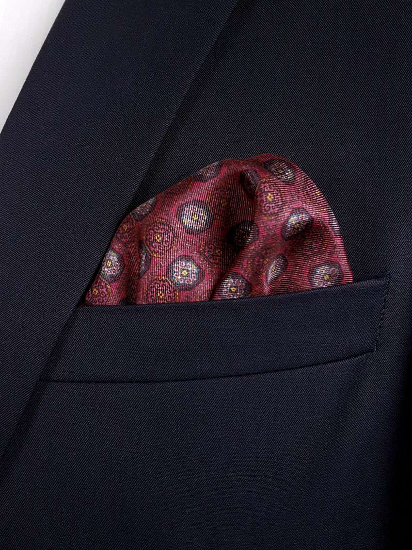 Classical Silk Pocket Square with Armenian ethnic motifs